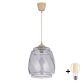 BRILAGI - RETRO GLASS LED Pendant on Cable, 1x E27 (max. 60W), 230V, 26 cm diameter, Beige/Smoked Gray