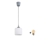 BRILAGI - RETRO GLASS LED Pendant on Cable 1xE27/60W/230V Ø 10 cm silver/white