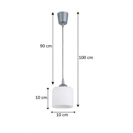 BRILAGI - RETRO GLASS LED Pendant on Cable 1xE27/60W/230V Ø 10 cm silver/white