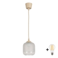 BRILAGI - RETRO GLASS LED pendant on cable 1xE27/60W/230V Ø 14 cm beige/white