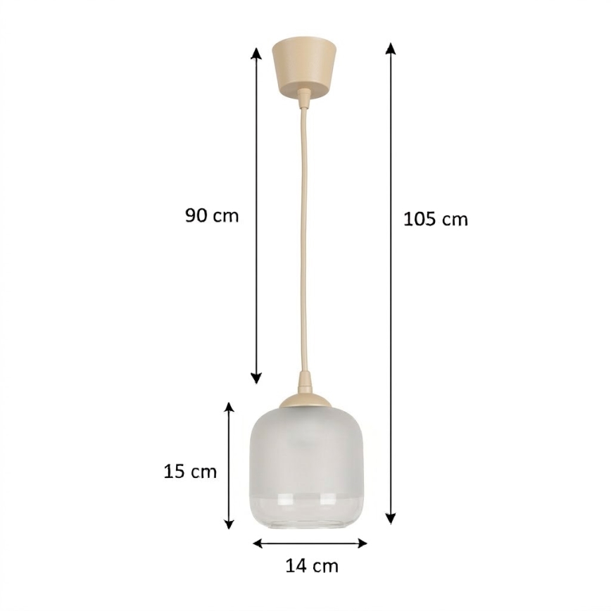 BRILAGI - RETRO GLASS LED pendant on cable 1xE27/60W/230V Ø 14 cm beige/white