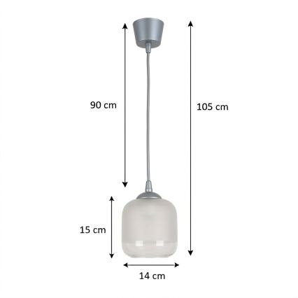 BRILAGI - RETRO GLASS LED pendant on cable 1xE27/60W/230V Ø 14 cm silver/white