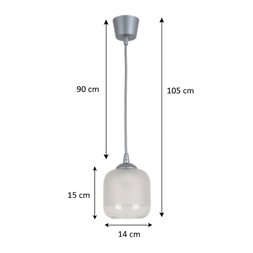 BRILAGI - RETRO GLASS LED pendant on cable 1xE27/60W/230V Ø 14 cm silver/white
