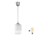 BRILAGI - RETRO GLASS LED pendant on cable 1xE27/60W/230V Ø 14 cm silver/white