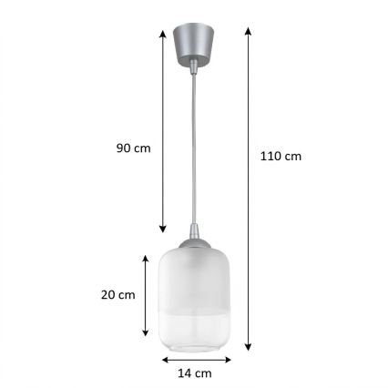 BRILAGI - RETRO GLASS LED pendant on cable 1xE27/60W/230V Ø 14 cm silver/white