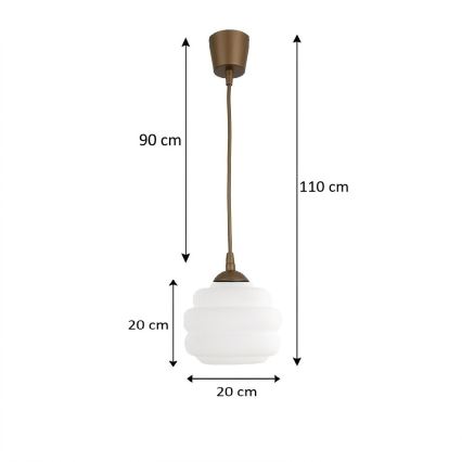 BRILAGI - RETRO GLASS LED pendant on cable 1xE27/60W/230V Ø 20 cm brown/white