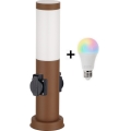 Brilagi - RGBW LED Dimmable Outdoor Lamp with 2 Sockets 1xE27/15W/230V 2700-6500K IP44 40 cm Brown