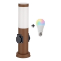 Brilagi - RGBW LED Dimmable Outdoor Lamp with 2 Sockets 1xE27/9W/230V 2700-6500K IP44 40 cm Brown