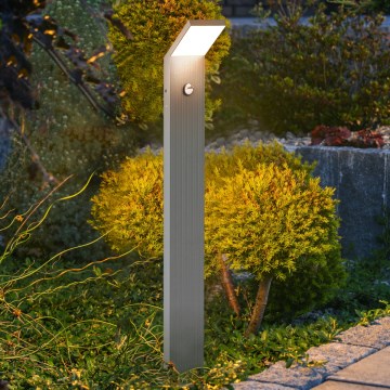 Brilagi - RIANO LED Outdoor Lamp with Sensor, 8W/230V, Silver, IP65, 80 cm