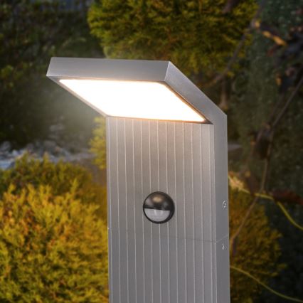 Brilagi - RIANO LED Outdoor Lamp with Sensor, 8W/230V, Silver, IP65, 80 cm