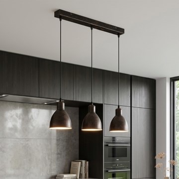 Brilagi - RIDDY Cable-Suspended LED Pendant, 3×E27 (max. 60W), 230V, Copper/Patina