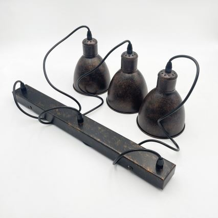Brilagi - RIDDY Cable-Suspended LED Pendant, 3×E27 (max. 60W), 230V, Copper/Patina