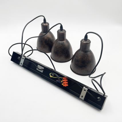 Brilagi - RIDDY Cable-Suspended LED Pendant, 3×E27 (max. 60W), 230V, Copper/Patina