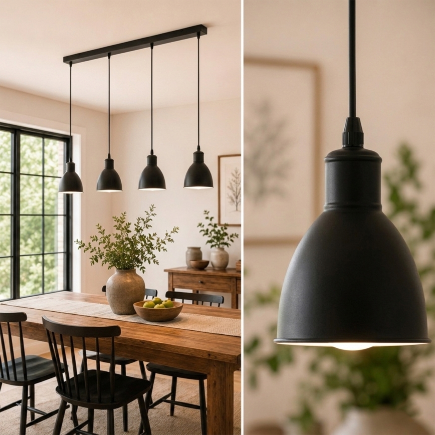 Brilagi - RIDDY LED Cable-Suspended Pendant, 4x E27/60W/230V, Black