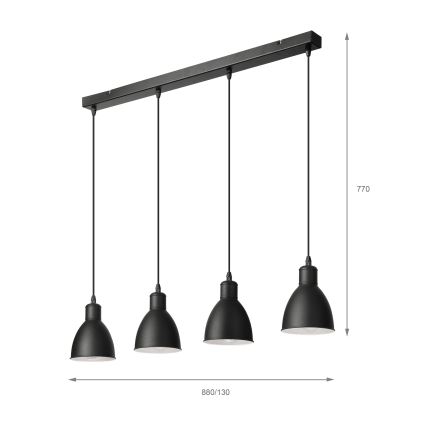 Brilagi - RIDDY LED Cable-Suspended Pendant, 4x E27/60W/230V, Black