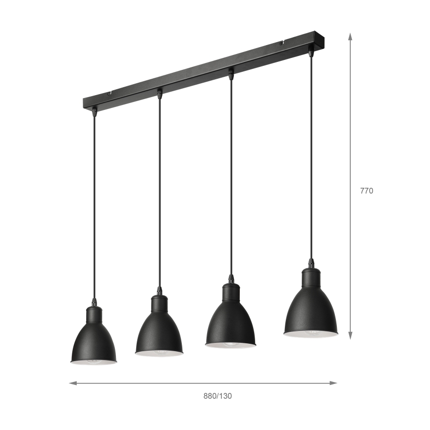 Brilagi - RIDDY LED Cable-Suspended Pendant, 4x E27/60W/230V, Black