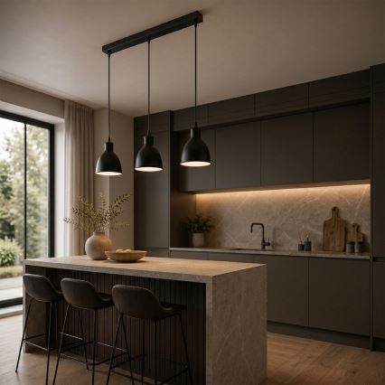 Brilagi - RIDDY LED Pendant Light on Cable, 3xE27/60W/230V, Black