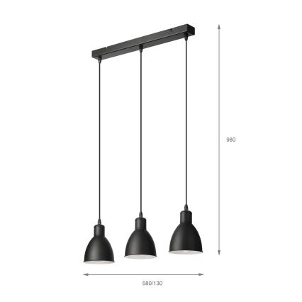 Brilagi - RIDDY LED Pendant Light on Cable, 3xE27/60W/230V, Black