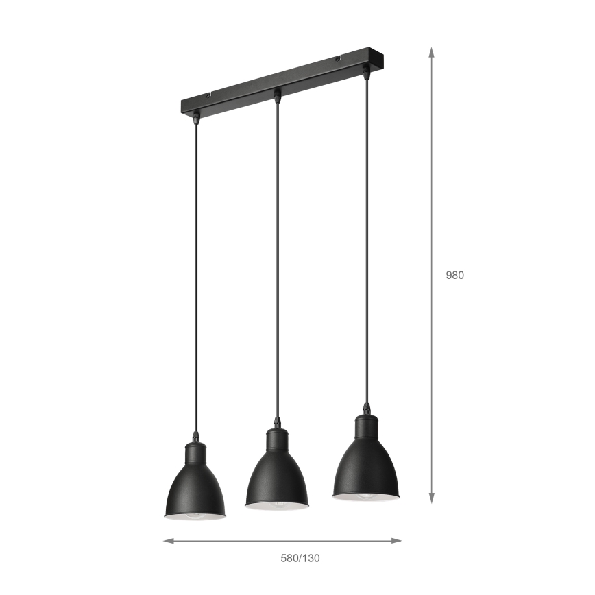 Brilagi - RIDDY LED Pendant Light on Cable, 3xE27/60W/230V, Black