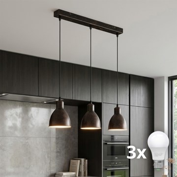 BRILAGI - RIDDY LED Pendant on Cable 3xE27/60W/230V Copper/Patina