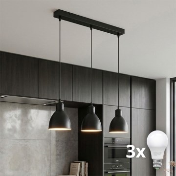 BRILAGI - RIDDY LED pendant suspended on a cable, 3xE27/60W/230V, black