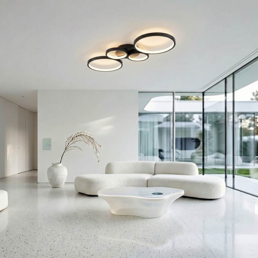 Brilagi - Dimmable LED Ceiling Light RINGO LED/34W/230V 3000-6000K 28x78 cm Black + Remote Control