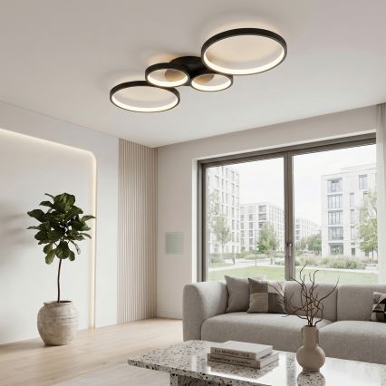Brilagi - Dimmable LED Ceiling Light RINGO LED/34W/230V 3000-6000K 28x78 cm Black + Remote Control
