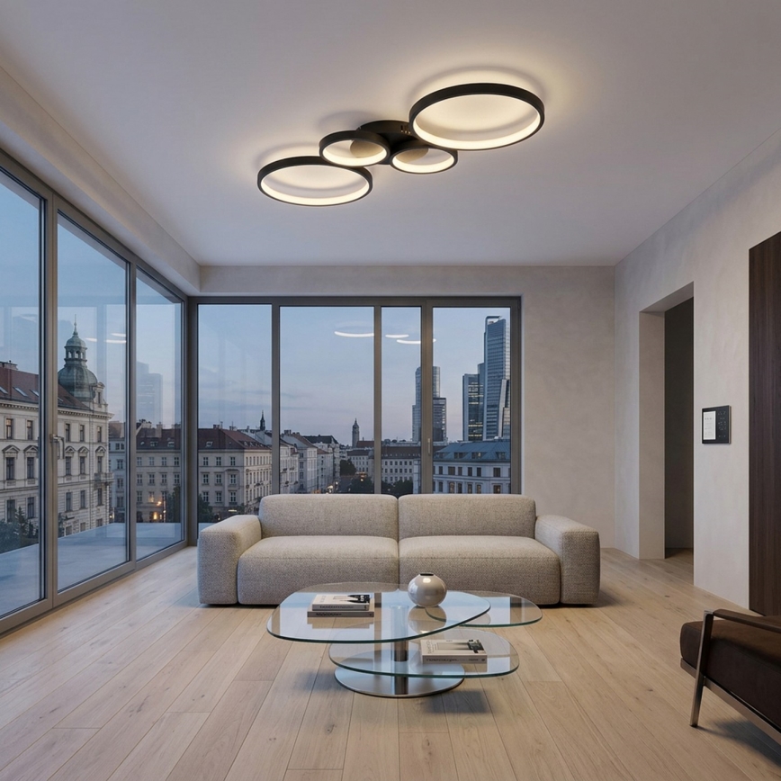 Brilagi - Dimmable LED Ceiling Light RINGO LED/34W/230V 3000-6000K 28x78 cm Black + Remote Control