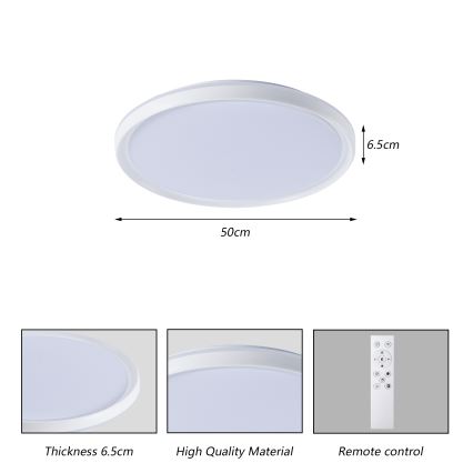 Brilagi - RIVO LED Dimmable Ceiling Light LED/72W/230V 3000-6000K White Ø 50 cm + Remote Control