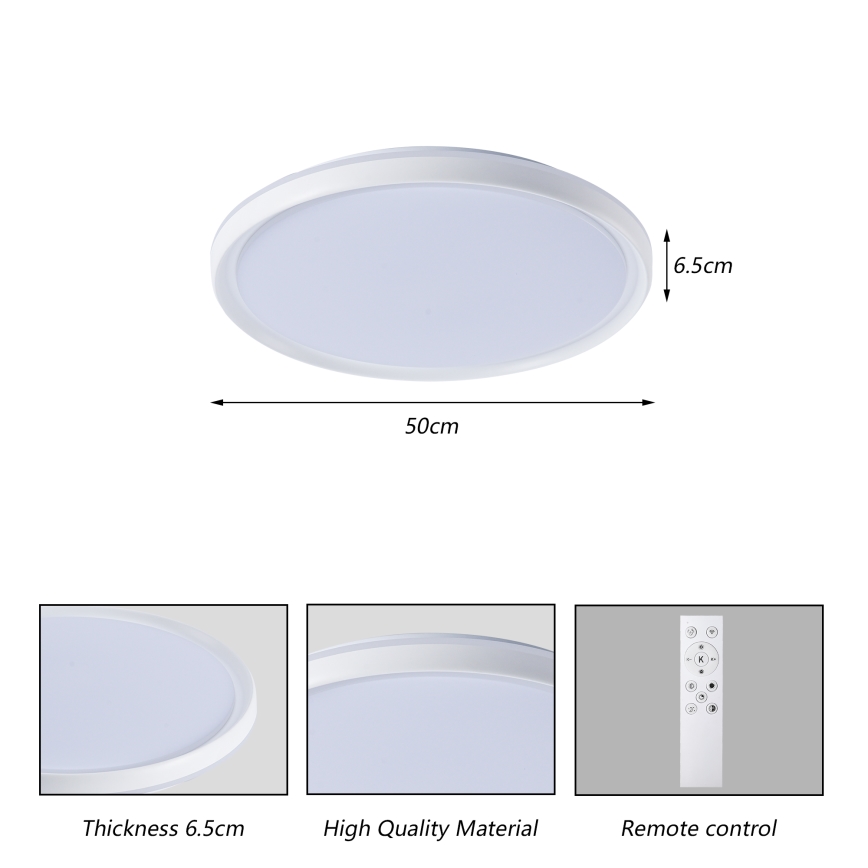 Brilagi - RIVO LED Dimmable Ceiling Light LED/72W/230V 3000-6000K White Ø 50 cm + Remote Control