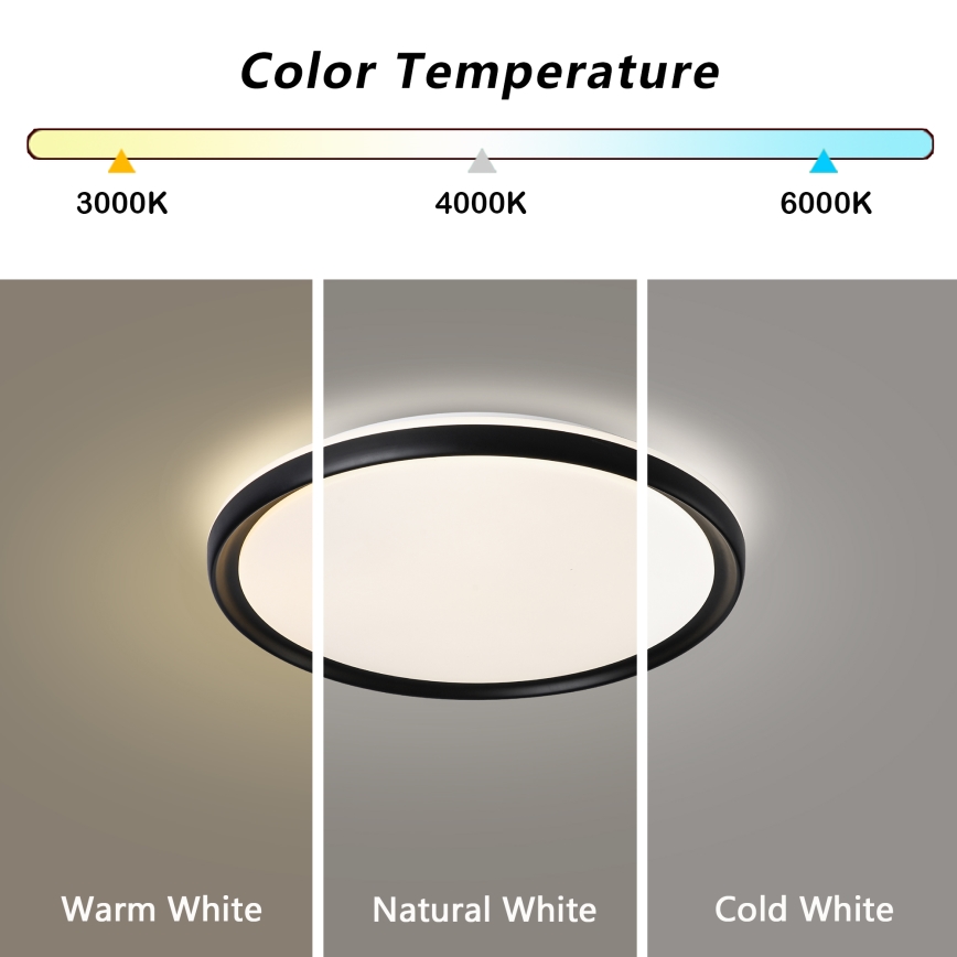 Brilagi - RIVO LED Dimmable Ceiling Light LED/72W/230V 3000–6000K, Black, Ø 50 cm + Remote Control