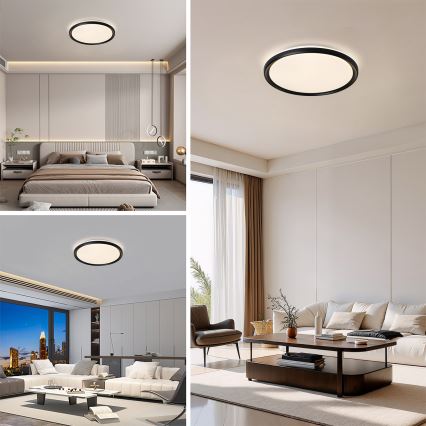 Brilagi - RIVO LED Dimmable Ceiling Light LED/72W/230V 3000–6000K, Black, Ø 50 cm + Remote Control