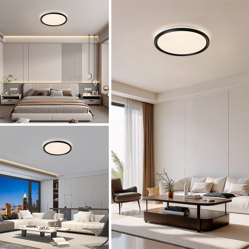 Brilagi - RIVO LED Dimmable Ceiling Light LED/72W/230V 3000–6000K, Black, Ø 50 cm + Remote Control