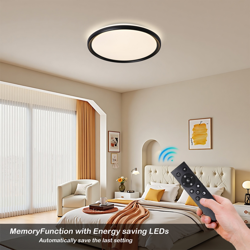 Brilagi - RIVO LED Dimmable Ceiling Light LED/72W/230V 3000–6000K, Black, Ø 50 cm + Remote Control