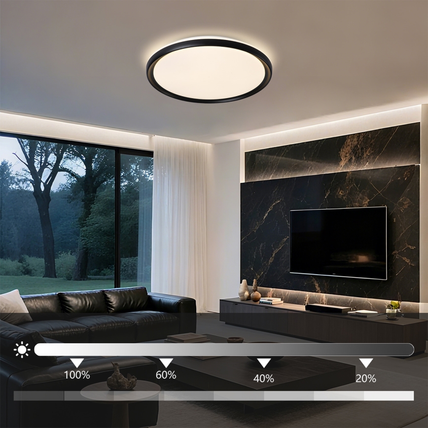 Brilagi - RIVO LED Dimmable Ceiling Light LED/72W/230V 3000–6000K, Black, Ø 50 cm + Remote Control