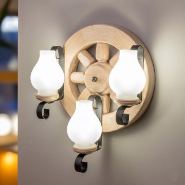 Brilagi - ROATA APLICA Wall Lamp 3xE14/40W/230V Oak