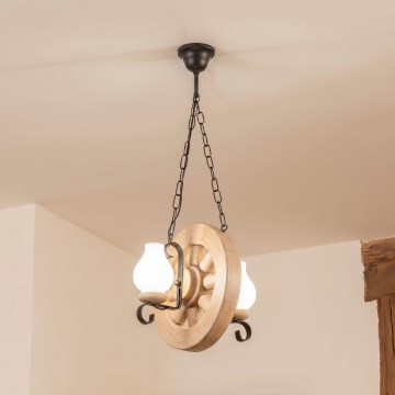 Brilagi - ROATA Chain Chandelier 2xE14/40W/230V Oak