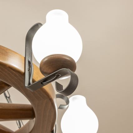 Brilagi - ROATA Chain Chandelier 6xE14/40W/230V Ø 70 cm Beech/Walnut