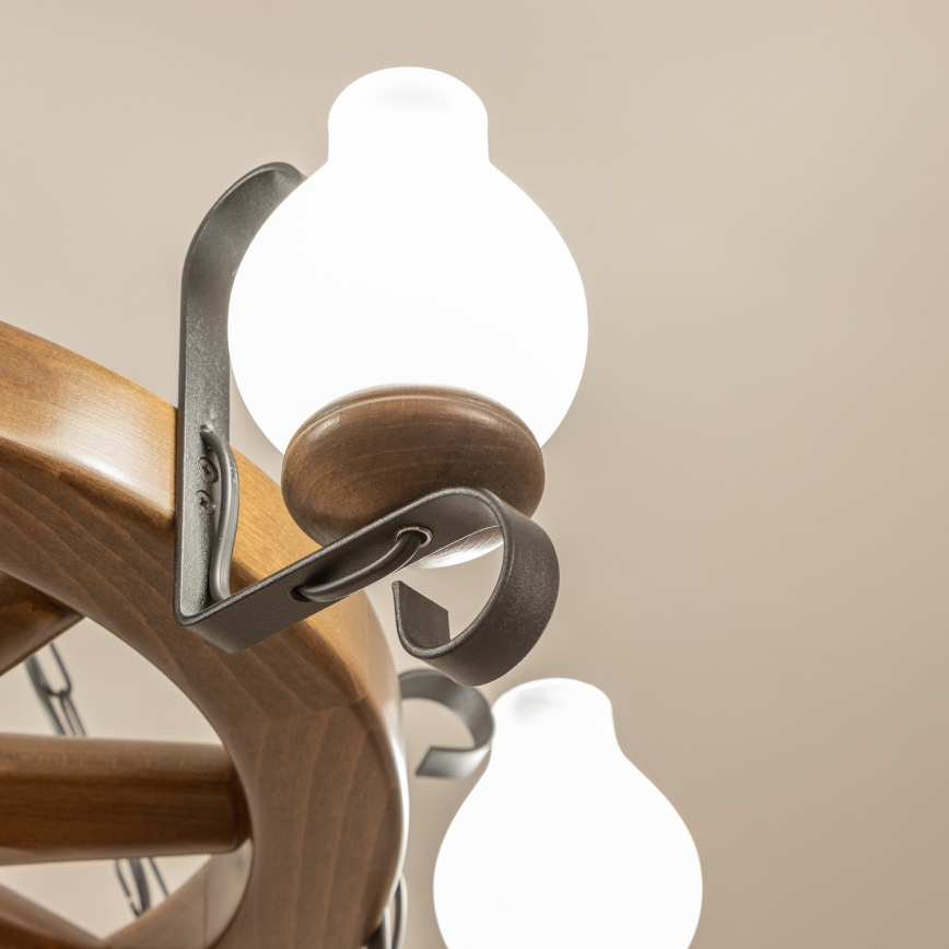 Brilagi - ROATA Chain Chandelier 6xE14/40W/230V Ø 70 cm Beech/Walnut