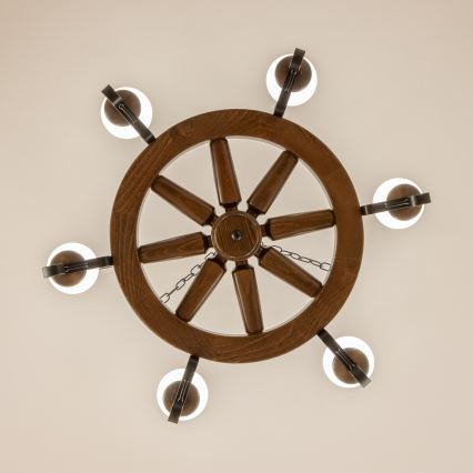 Brilagi - ROATA Chain Chandelier 6xE14/40W/230V Ø 70 cm Beech/Walnut