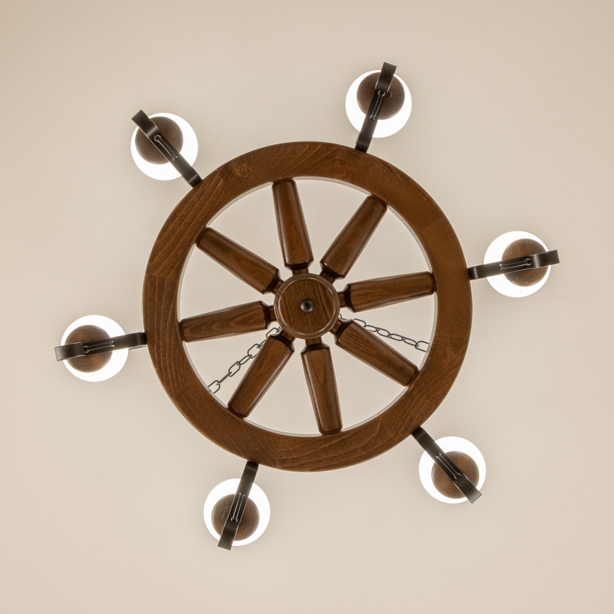 Brilagi - ROATA Chain Chandelier 6xE14/40W/230V Ø 70 cm Beech/Walnut