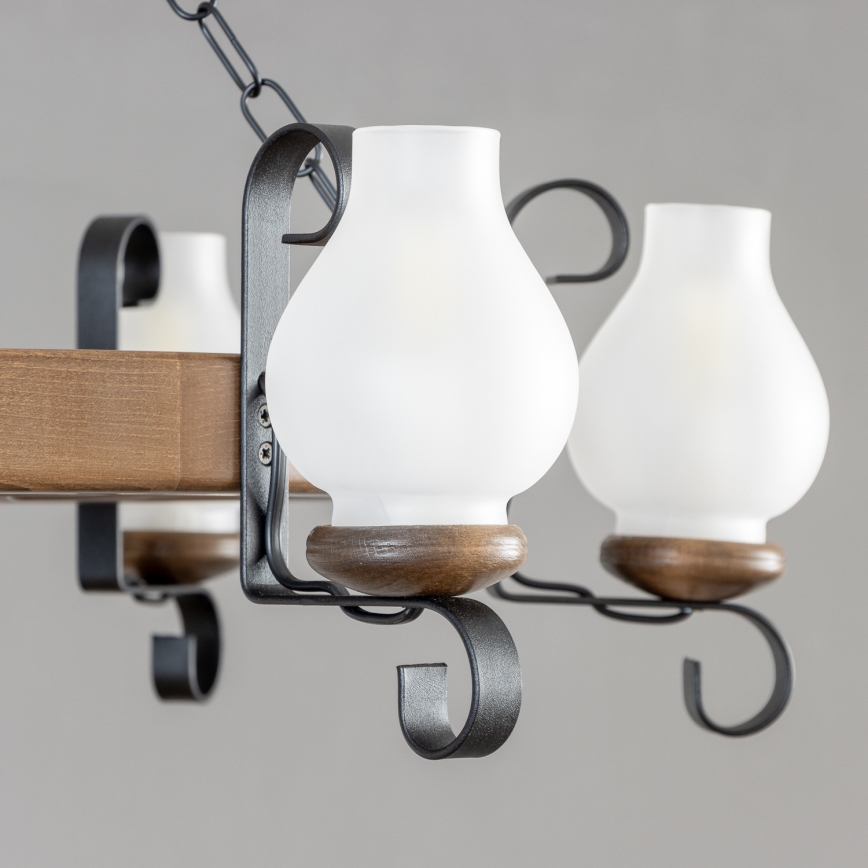 Brilagi - ROATA Chain Chandelier 6xE14/40W/230V Ø 70 cm Beech/Walnut