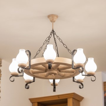 Brilagi - ROATA Chain Chandelier 8xE14/40W/230V Oak
