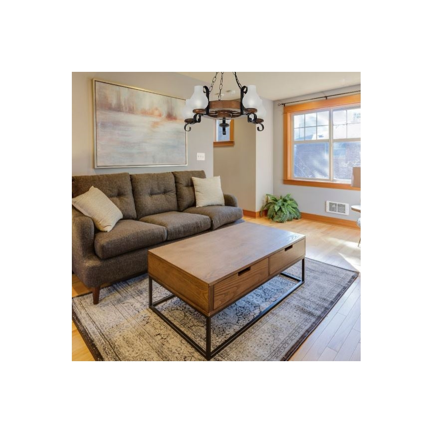 Brilagi - ROATA chain-hung chandelier 5xE14/40W/230V Ø 50 cm beech/walnut