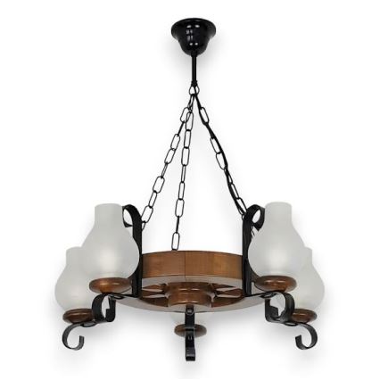 Brilagi - ROATA chain-hung chandelier 5xE14/40W/230V Ø 50 cm beech/walnut