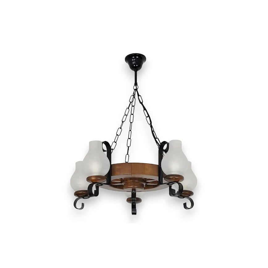 Brilagi - ROATA chain-hung chandelier 5xE14/40W/230V Ø 50 cm beech/walnut
