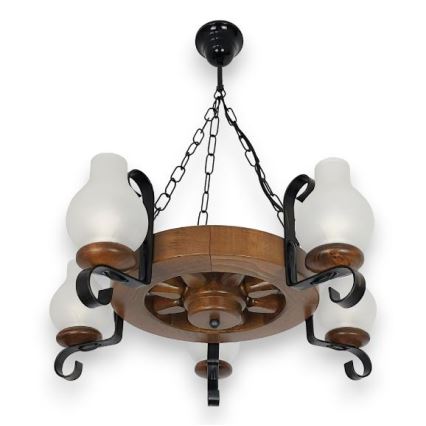 Brilagi - ROATA chain-hung chandelier 5xE14/40W/230V Ø 50 cm beech/walnut