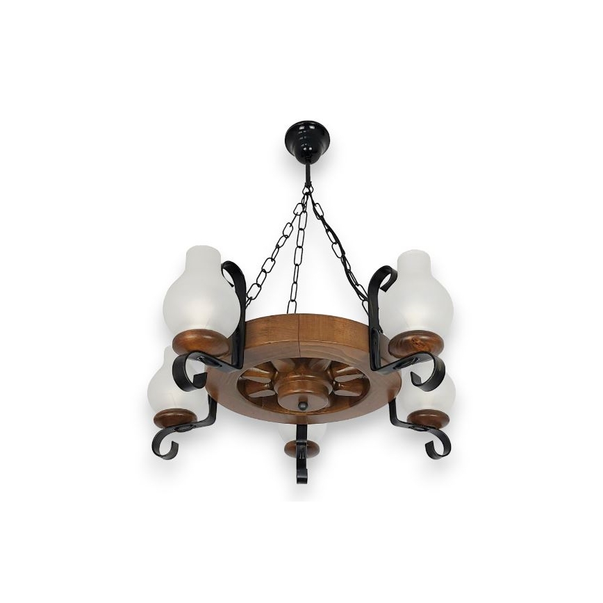 Brilagi - ROATA chain-hung chandelier 5xE14/40W/230V Ø 50 cm beech/walnut