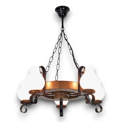 Brilagi - ROATA chain-hung chandelier 5xE14/40W/230V Ø 50 cm beech/walnut
