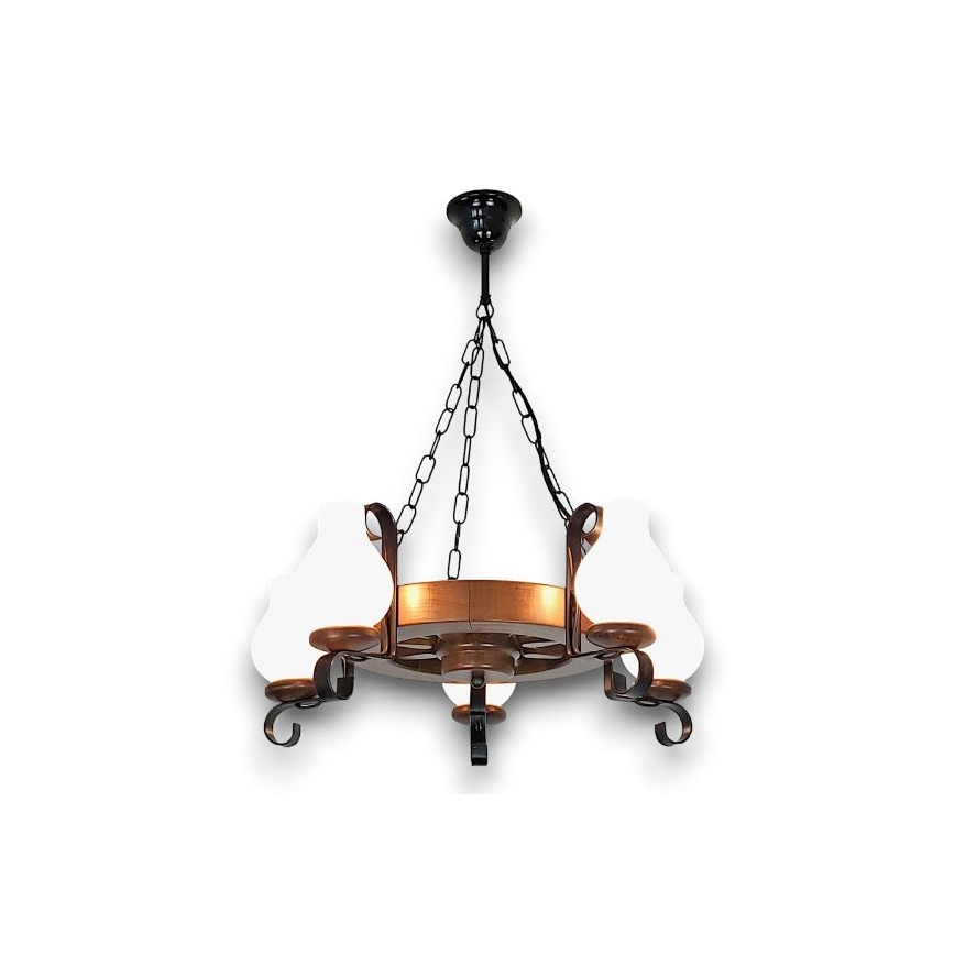 Brilagi - ROATA chain-hung chandelier 5xE14/40W/230V Ø 50 cm beech/walnut